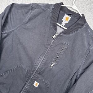 Carhartt Jacket Womens 2XL 20 Black Canvas‎ Bomber Full Zip Workwear Outdoor